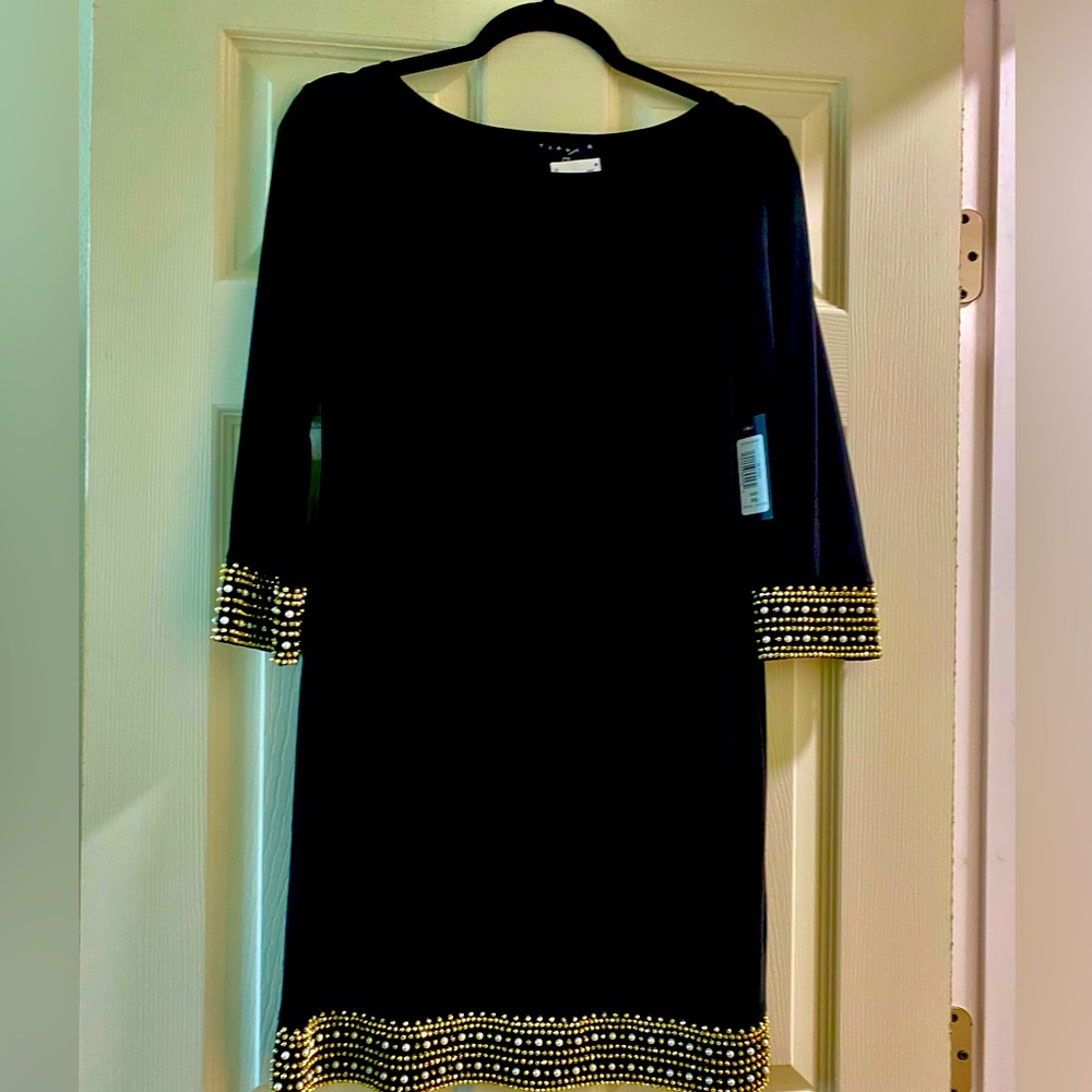 Black dress beaded arms and hem